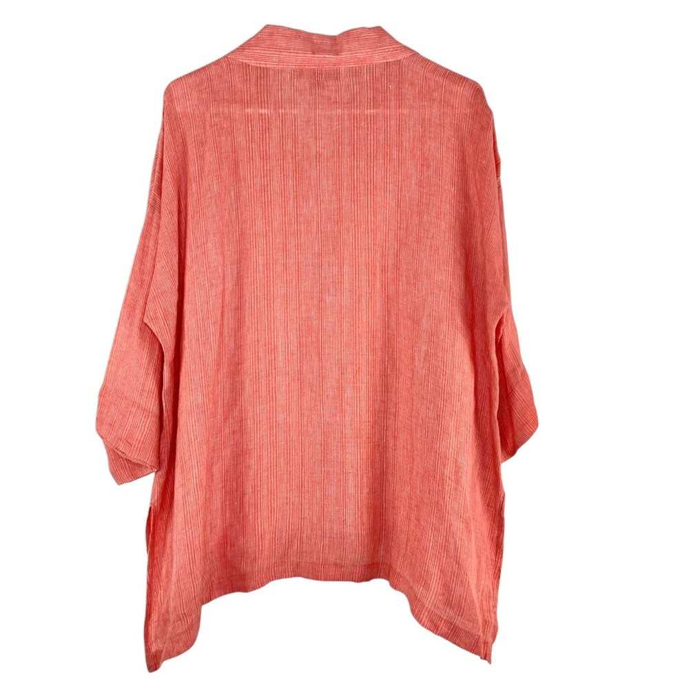 Flax Linen Button Front Shirt in Coral - Picture 5 of 5